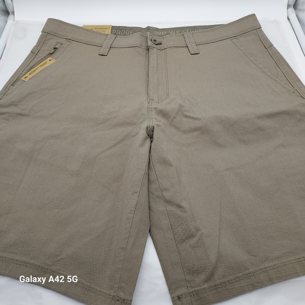 Weatherproof Vintage Mens Khaki Utility Shorts Stretch Ripstop W6S900SC Size 34